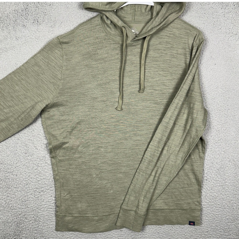 Faherty Hoodie Mens Large Slub Knit Olive Green Pullover 100% Organic Cotton EUC